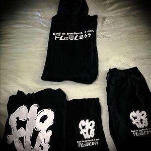 All black cotton hoody with a set of shorts.